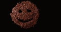 Coffee smiley face made out coffee beans background, ov Royalty Free Stock Photo