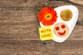 Coffee smiling cookie daisy flower Love Valentines Day Royalty Free Stock Photo