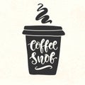 Coffee Snob inscription. Coffee mug silhouette vinyl sticker
