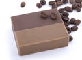 Coffee soap with coffee beans isolated on white background Royalty Free Stock Photo