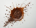 Coffee Spill with Coffee Beans Royalty Free Stock Photo