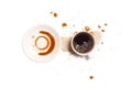 Coffee spill stain accident white background