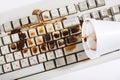 Coffee spilling on keyboard Royalty Free Stock Photo
