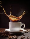 Coffee splash. Cup of spilling coffee creating splash Royalty Free Stock Photo