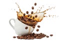 Coffee splash explosion with beans and cream Royalty Free Stock Photo