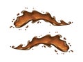 Coffee splash. Flow brown liquid. Drop