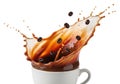 Coffee splash in white mug Royalty Free Stock Photo