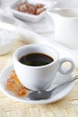 Coffee with spoon and brown sugar Royalty Free Stock Photo