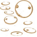 Coffee Stain Set, Isolated On White.