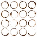 Coffee stains. Dirty cup splash ring stain or coffee stamp isolated illustration Royalty Free Stock Photo