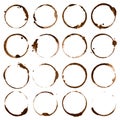 Coffee stains. Dirty cup splash ring stain or coffee stamp isolated illustration