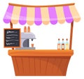 Coffee stand. Cafe street counter cartoon icon