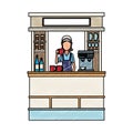 Coffee stand isolated scribble Royalty Free Stock Photo