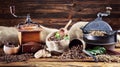 Coffee still life with roaster and grinder Royalty Free Stock Photo