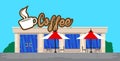 Coffee store front illustration in flat style