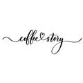 Coffee story - hand lettering inscription for product packaging and labeling