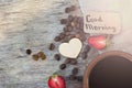 Coffee, strawberry, the inscription Coffee, strawberry, the inscription `Good morning