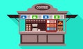 Coffee street kiosk icon, flat style Royalty Free Stock Photo