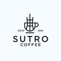 coffee sutro logo design vector illustration