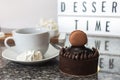 Coffee and sweet chocolate dessert Royalty Free Stock Photo