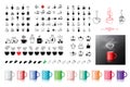 Coffee Symbol Icons Collection, Set of Vector Drinks, Beverages Royalty Free Stock Photo