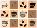 Coffee symbols on squares with brown shades
