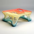 Futuristic Organic Table In Blue, Yellow, Orange, And Red