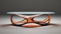 Hanya Table: Modern Coffee Table In Orange And Brown With Fluid Sculptural Design