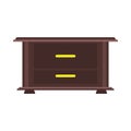 Coffee table vector icon furniture design cafe interior. Retro style home wooden desk decor. Brown flat element living room