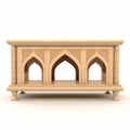 Islamic-inspired Wooden Coffee Table With Pillars And Arches