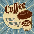 Coffee, take away retro poster