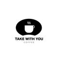 Coffee take with you. Cup icon in flat style. Drink coffee on work. Vector Royalty Free Stock Photo