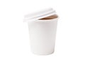 Coffee in takeaway cup isolated on white background. Coffee in takeaway paper cup on white background. Space for design Royalty Free Stock Photo