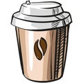 Coffee takeaway paper cup vector icon on white