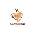 Coffee talk logo, coffee cup mug discussion logo icon in fun style Royalty Free Stock Photo