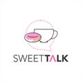 Coffee talk logo with doughnut vector icon and bubble talk