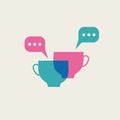 Coffee talk logo. Two cups of tea symbol