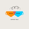 Coffee talk two cups logo, meeting icon