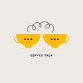 Coffee talk two cups logo, meeting icon