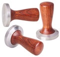 Coffee tamper with Wooden Handle. Set of Coffee Tamping Accessories. Royalty Free Stock Photo