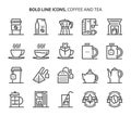 Coffee and tea, bold line icons Royalty Free Stock Photo