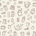 Coffee, tea and cakes seamless background pattern Royalty Free Stock Photo