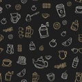 Coffee, tea and cakes seamless background pattern Royalty Free Stock Photo