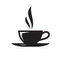Coffee or tea cup - black icon on white background vector illustration for website, mobile application, presentation, infographic. Royalty Free Stock Photo