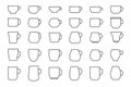 Coffee or tea cup black outline icon set vector Royalty Free Stock Photo