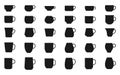 Coffee or tea cup black silhouette icon set vector Royalty Free Stock Photo