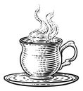 Coffee Tea Cup Hot Drink Mug Retro Woodcut Etching Royalty Free Stock Photo