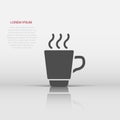 Coffee, tea cup icon in flat style. Coffee mug vector illustration on white isolated background. Drink business concept Royalty Free Stock Photo