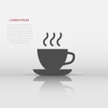 Coffee, tea cup icon in flat style. Coffee mug vector illustration on white isolated background. Drink business concept Royalty Free Stock Photo