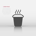 Coffee, tea cup icon in flat style. Coffee mug vector illustration on white isolated background. Drink business concept Royalty Free Stock Photo